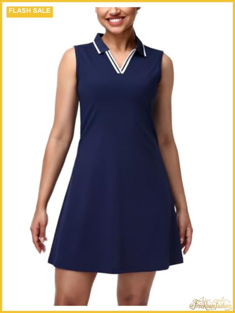 V Neck Sleeveless Golf Dress with Zip Pocket Women's Athletic Activewear